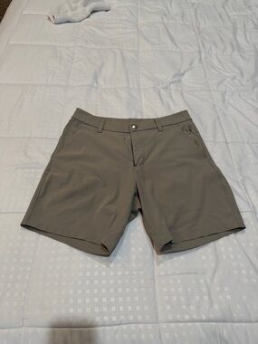 lululemon athletica Men's Flat-Front Shorts — Tan